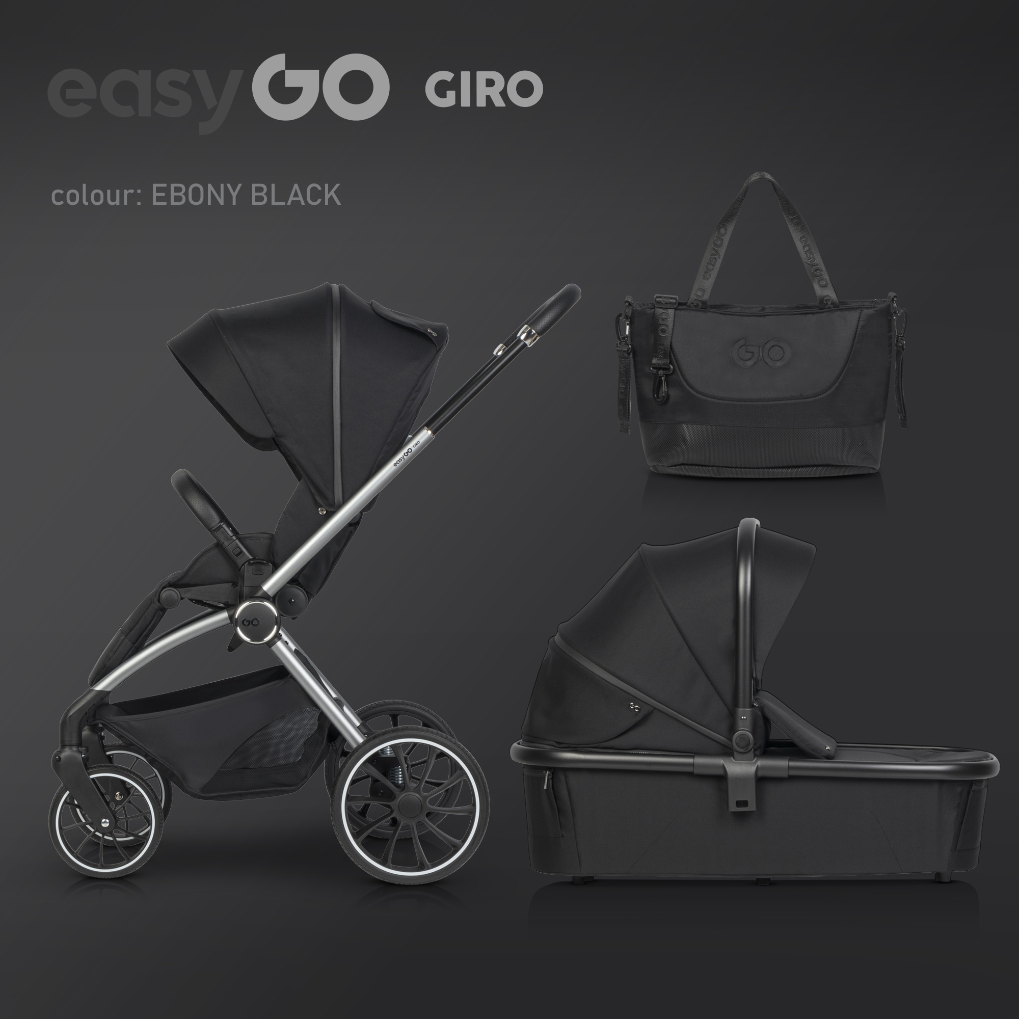 Wózek dziecięcy EasyGo Giro 2w1 Ebony Black