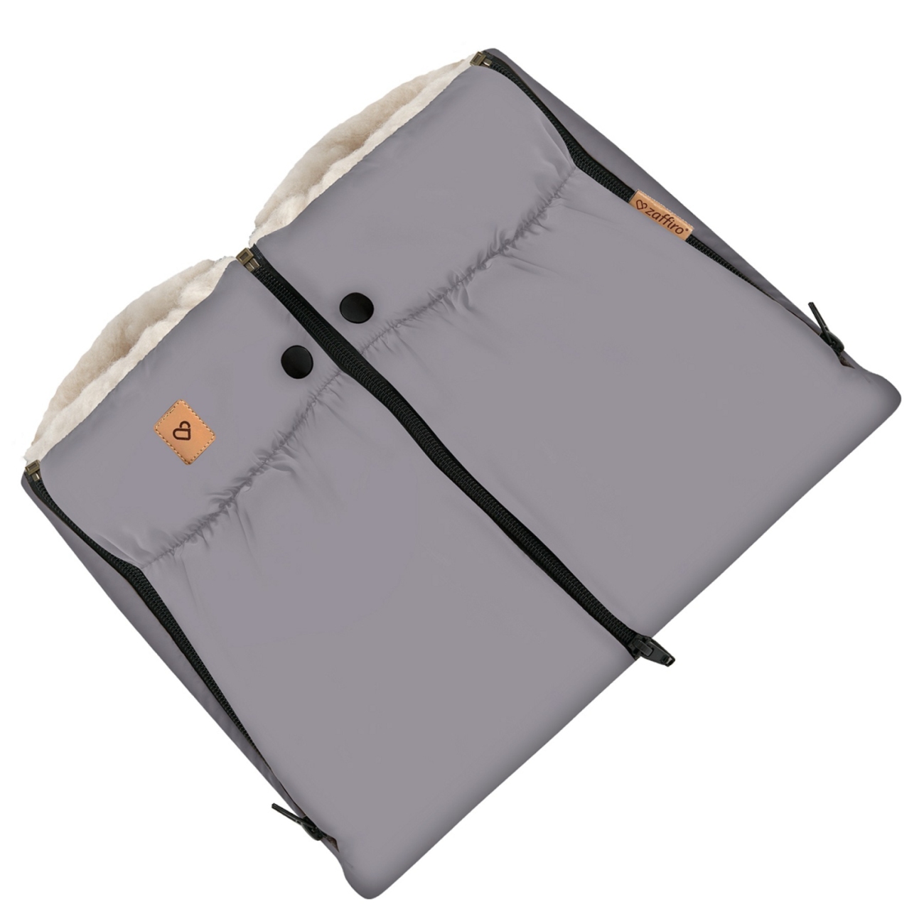 Zaffiro  Муфта – варежки для коляски из овечьей шерсти  Aspen steel grey